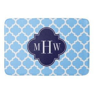 Tapis De Bain Ciel bleu marocain #5 Marine bleu 3 Monogramme ini