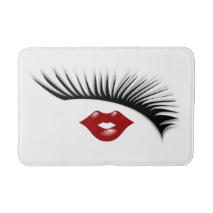 Tapis De Bain Cils et concepteur chics féminins Artsy de lèvre