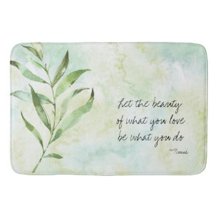 Tapis De Bain Citation Feuille Rumi Aqua Green Watercolor