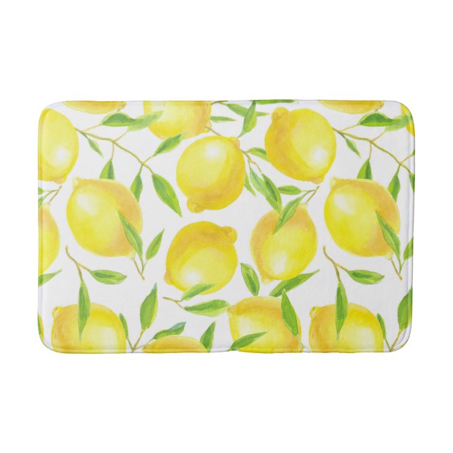 Tapis De Bain Citrons et motif feuille (Devant)