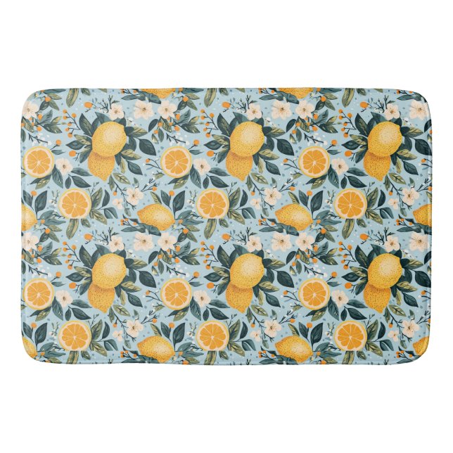 Tapis De Bain Citrons floraux rétro (Devant)