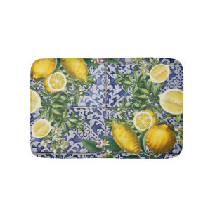 Tapis De Bain Citrons méditerranéens Carreaux portugais d'été