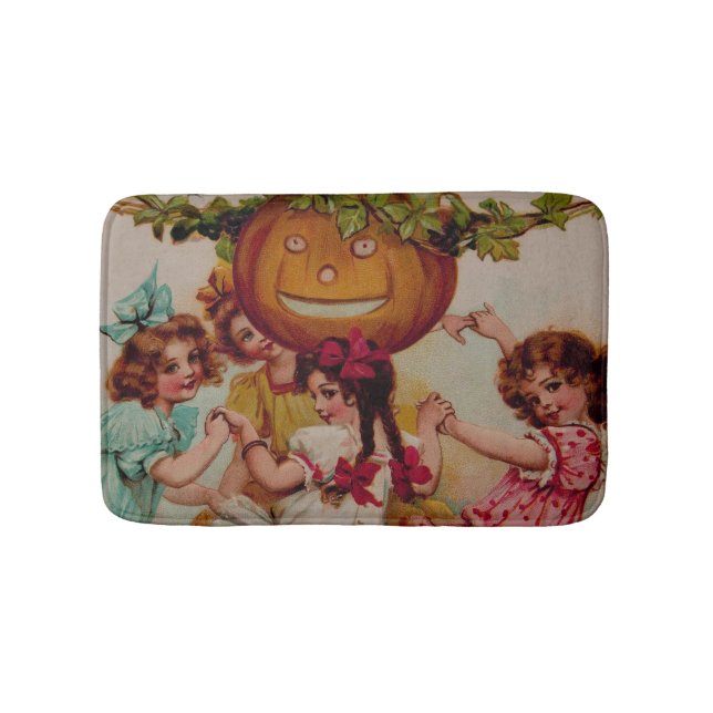 Tapis De Bain Citrouille de la fête d'Halloween vintage (Devant)