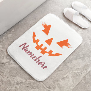 Tapis De Bain Citrouille personnalisée Jack O Lantern Halloween 