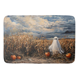 Tapis De Bain Citrouilles de champ de maïs fantôme lunatique