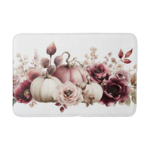 Tapis De Bain Citrouilles et fleurs d'automne