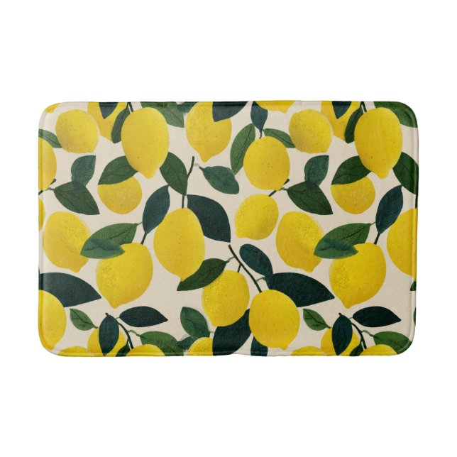 Tapis De Bain Citrus Fruit Pattern Summer Lemons Mediterranean (Devant)
