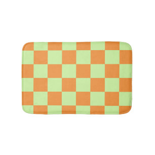 Tapis De Bain Citrus vert orange À damiers En vichy Motif