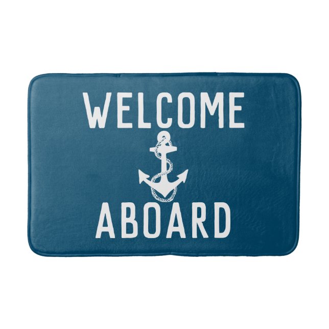 Tapis De Bain classique WELCOME ABOUR typographie | (Devant)