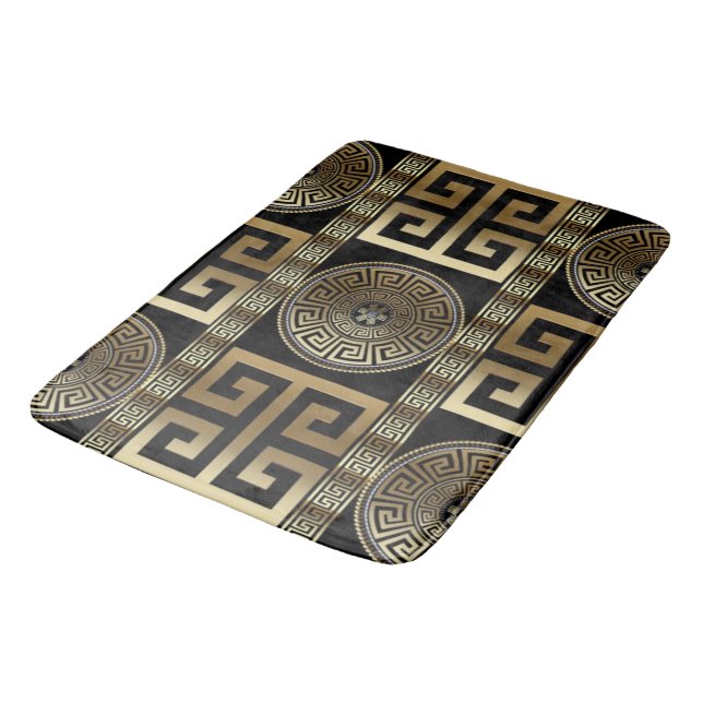 Tapis De Bain Clé grecque dorée  (Angle)