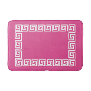 Tapis De Bain Clé grecque prépa – Rose Chaud & Blanc