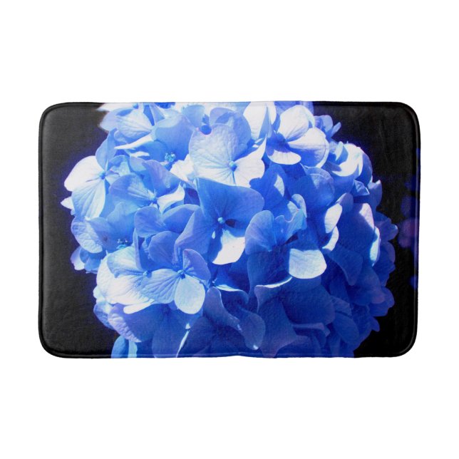 Tapis De Bain Cobalt bleu floral élégant bleu hydrangées (Devant)