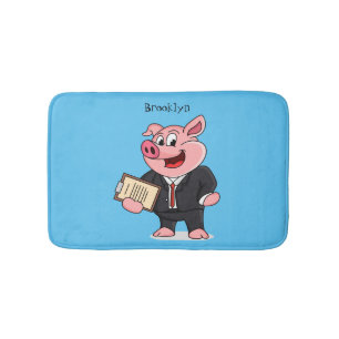 Tapis De Bain Cochon amusant en costume d'affaires dessin animé