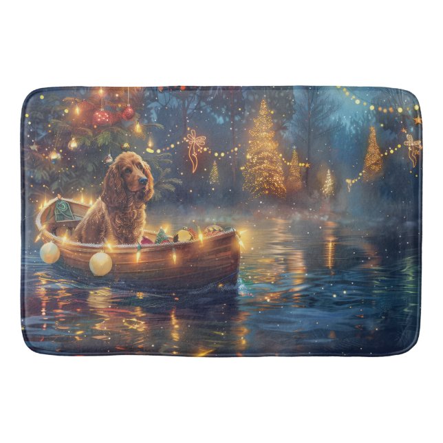 Tapis De Bain Cocker Spaniel Noël Festive Voyage (Devant)