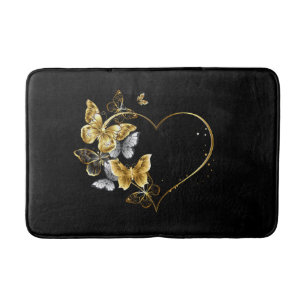 Tapis De Bain Coeur aux papillons d'or