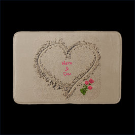 Tapis De Bain Coeur Beige Romantique Dans Le Sable