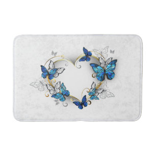 Tapis De Bain Coeur bijoux avec papillons Morpho