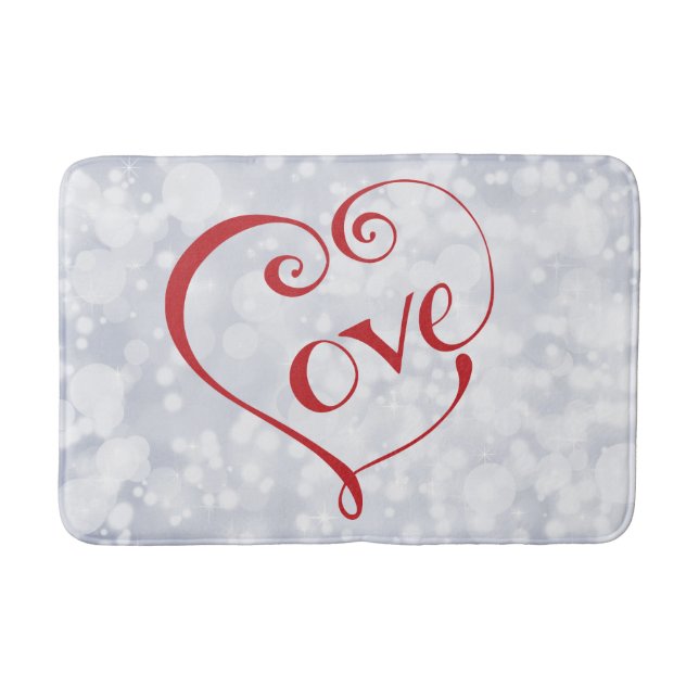 Tapis De Bain Coeur d'Amour Lettré à la main en rouge (Devant)