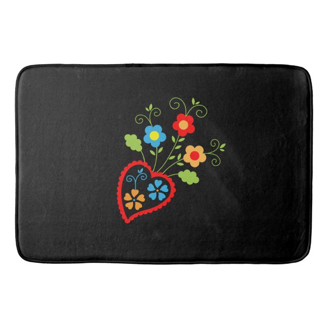 Tapis De Bain Coeur de floraison folklorique portugais (Devant)