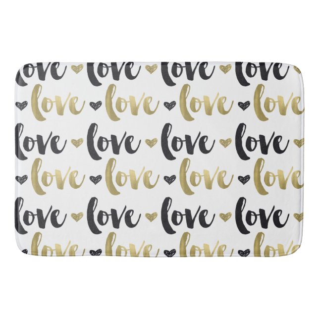 Tapis De Bain Coeur noir d'amour d'or (Devant)