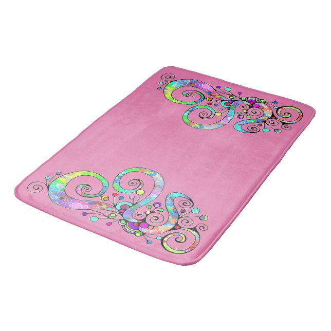 Tapis De Bain Coeur spiral Peint à la main 1 (Angle)