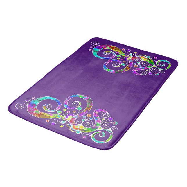 Tapis De Bain Coeur spiral Peint à la main 2 (Angle)