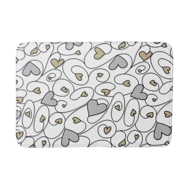Tapis De Bain Coeurs bouclés en argent et or (Devant)