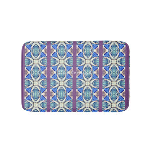 Tapis De Bain Coeurs de mandala bleu motif Thunder_Cove