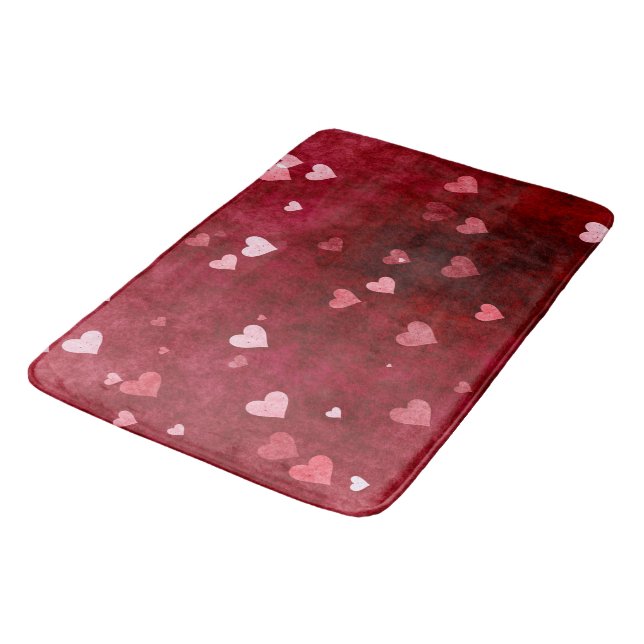 Tapis De Bain Coeurs de tons roses (Angle)