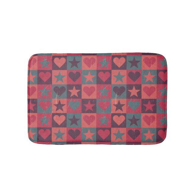 Tapis De Bain Coeurs et rose de profil sous convention (Devant)