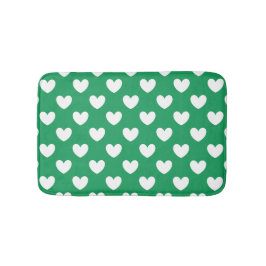 Tapis De Bain Coeurs polka blanc sur Kelly green