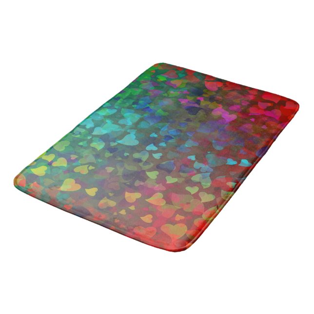 Tapis De Bain Coeurs tombants rouge et vert (Angle)