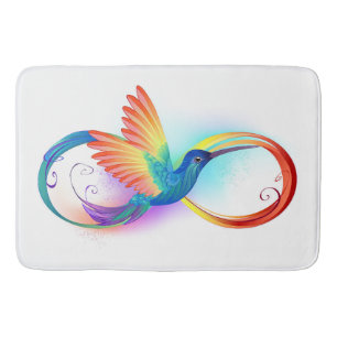 Tapis De Bain Colibri arc-en-ciel avec symbole d'infini