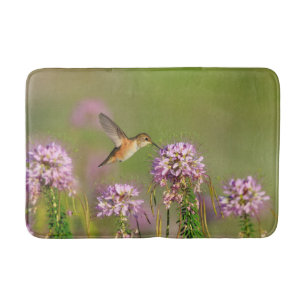 Tapis De Bain Colibri et fleurs sauvages