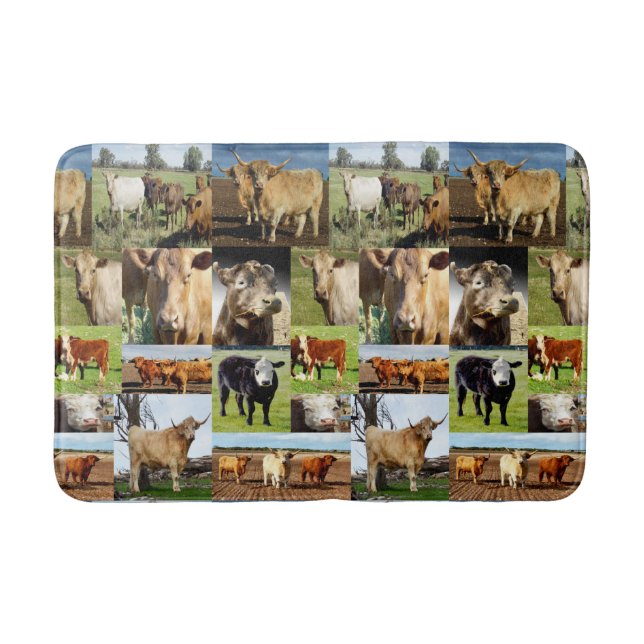 Tapis De Bain Collage photo de vache, Mousse mémoire (Devant)