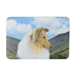 Tapis De Bain Collie en Montagne (Rough) Peinture - Chien Art