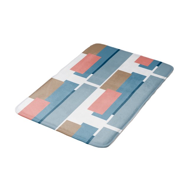 Tapis De Bain Coloré Abstrait Géométrique Rayures Motif d'art (Angle)
