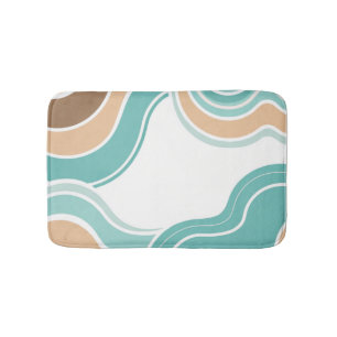 Tapis De Bain Coloré abstrait ondulé bleu orange brun