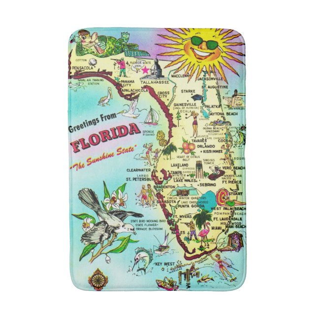 Tapis De Bain Coloré Florida Salutations (Devant (Vertical))