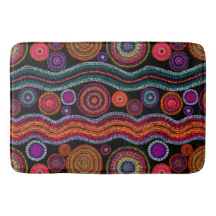 Tapis De Bain Coloré Moderne Australien Dot Art Tribal Motif