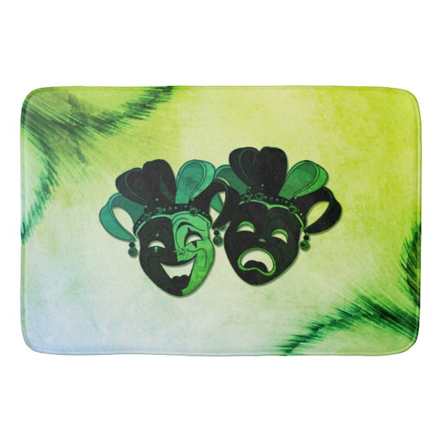 Tapis De Bain Comédie et Tragédie Théâtre Design vert (Devant)