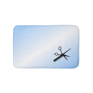 Tapis De Bain Conception de barbier beautician bleu