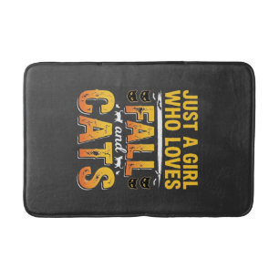Tapis De Bain Conception de chats fille d'automne Halloween_1