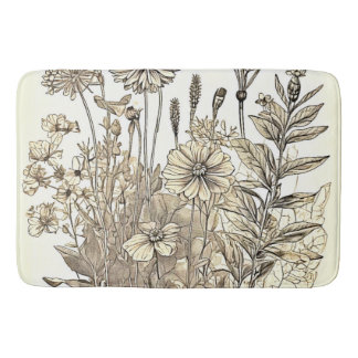 Tapis De Bain Conception de croquis floraux vintages