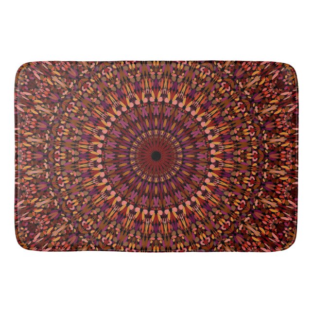 Tapis De Bain Conception de mandala marron floral (Devant)