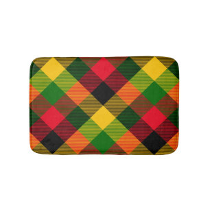 Tapis De Bain Conception de motif à carreaux de couleurs africai