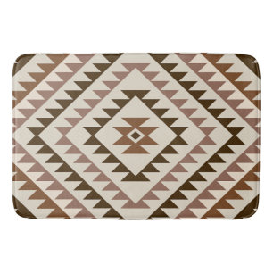 Tapis De Bain Conception de motif diamant aztèque Brun+Crème