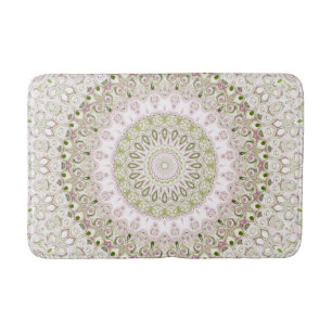 Tapis De Bain Conception de motif mandala floral rose et vert
