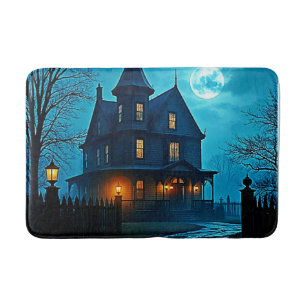 Tapis De Bain Conception de nuit au clair de lune bleu du manoir