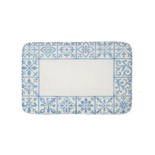 Tapis De Bain conception de papeterie bleue de carreau d'Azulejo